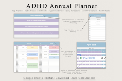 Digital ADHD Planner | Google Sheets Life Organizer for Focus & Productivity