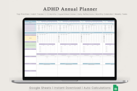 Digital ADHD Planner | Google Sheets Life Organizer for Focus & Productivity