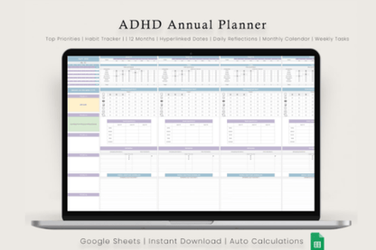 Digital ADHD Planner | Google Sheets Life Organizer for Focus & Productivity