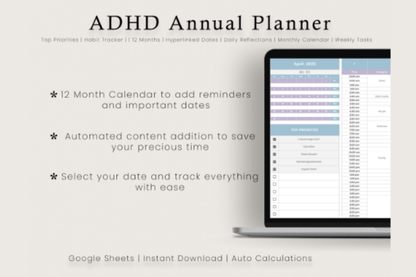 Digital ADHD Planner | Google Sheets Life Organizer for Focus & Productivity