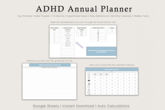 Digital ADHD Planner | Google Sheets Life Organizer for Focus & Productivity