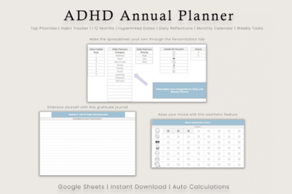 Digital ADHD Planner | Google Sheets Life Organizer for Focus & Productivity
