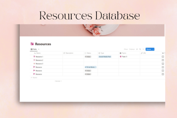 Aesthetic Pink Second Brain Notion - Social Canvas