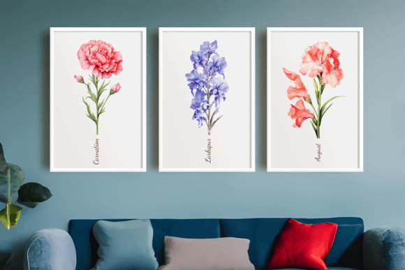 Birth Month Flower Clipart – Watercolor Floral PNGs for Each Month (MRR) - Social Canvas