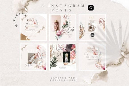 Bohemian Instagram Templates – Editable Social Media Pack (MRR) - Social Canvas