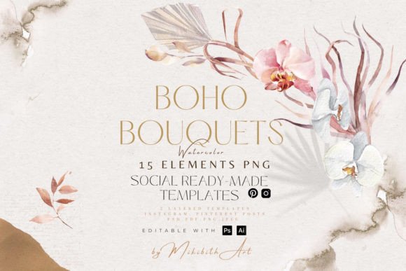 Bohemian Instagram Templates – Editable Social Media Pack (MRR) - Social Canvas