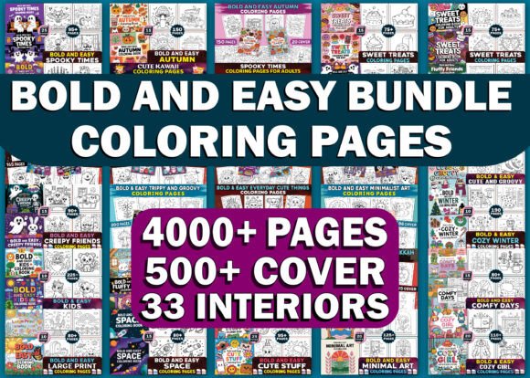 Bold and Easy Bundle Coloring Book Pages - Social Canvas