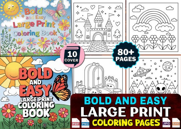 Bold and Easy Bundle Coloring Book Pages - Social Canvas
