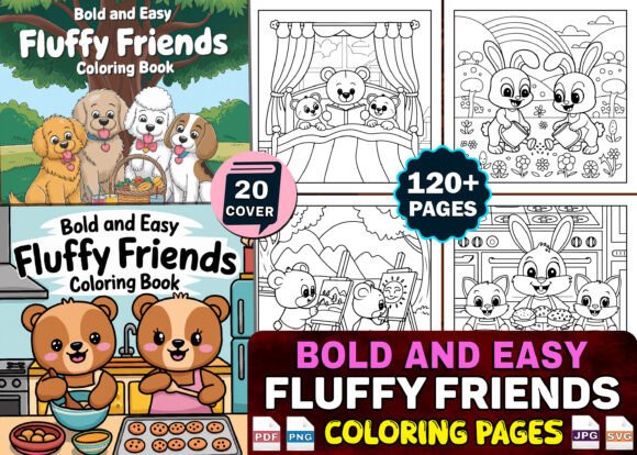 Bold and Easy Bundle Coloring Book Pages - Social Canvas