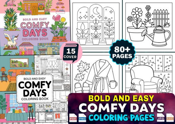 Bold and Easy Bundle Coloring Book Pages - Social Canvas