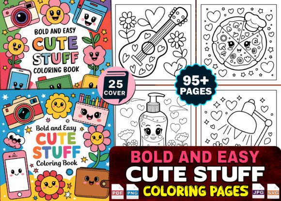 Bold and Easy Bundle Coloring Book Pages - Social Canvas