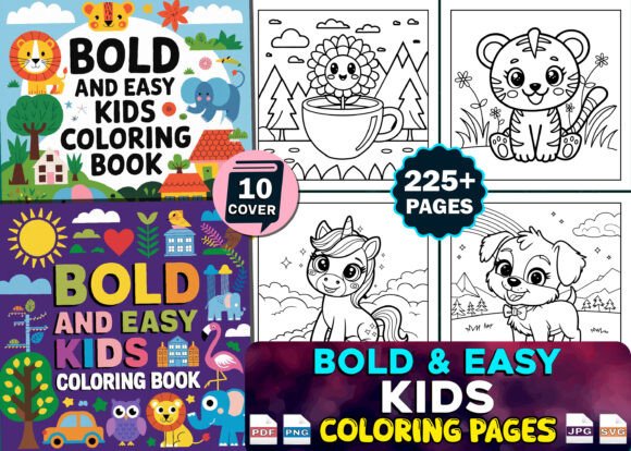 Bold and Easy Bundle Coloring Book Pages - Social Canvas