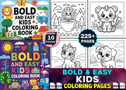 Bold and Easy Bundle Coloring Book Pages - Social Canvas