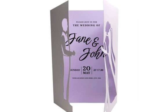 Bride & Groom Wedding Gate Fold Card – Elegant DIY SVG Template (MRR) - Social Canvas