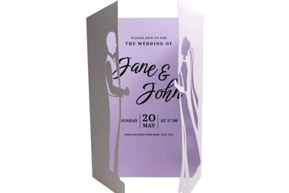 Bride & Groom Wedding Gate Fold Card – Elegant DIY SVG Template (MRR) - Social Canvas