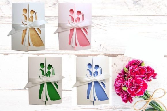 Bride & Groom Wedding Gate Fold Card – Elegant DIY SVG Template (MRR) - Social Canvas
