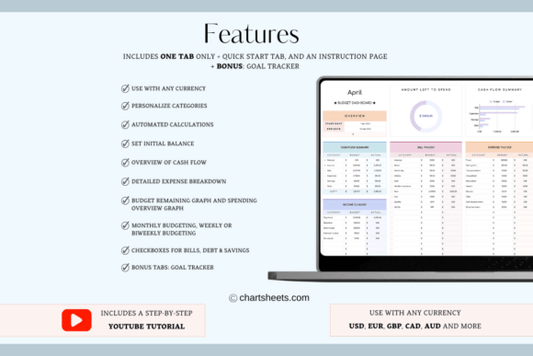 Budget Planner Excel | Rainbow Theme (MRR) - Social Canvas