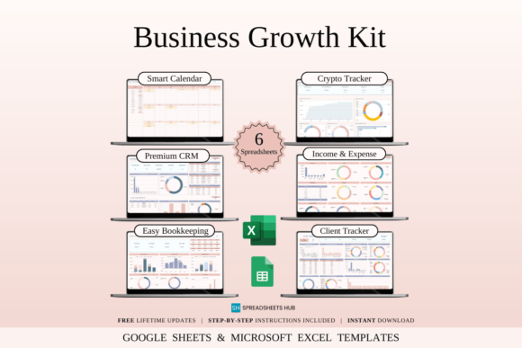 Business Growth Spreadsheet Kit – 6 Excel & Google Sheets Templates for Entrepreneurs - Social Canvas