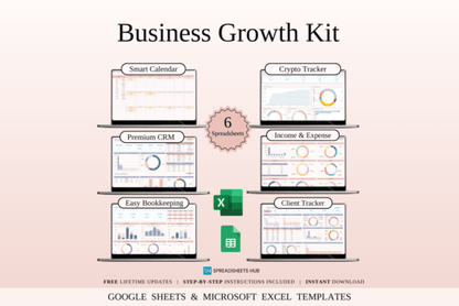 Business Growth Spreadsheet Kit – 6 Excel & Google Sheets Templates for Entrepreneurs - Social Canvas