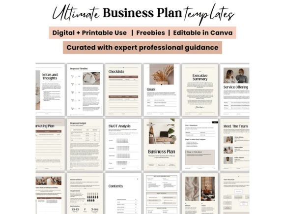 Editable Business Plan Template – Canva Workbook for Entrepreneurs & Small Businesses - Social Canvas
