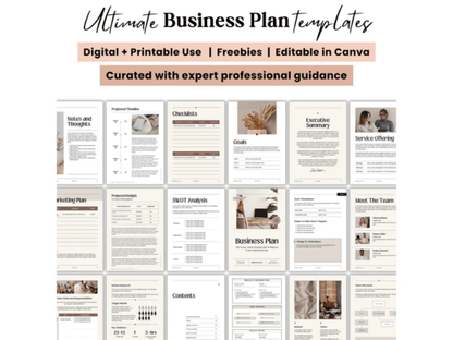Editable Business Plan Template – Canva Workbook for Entrepreneurs & Small Businesses - Social Canvas