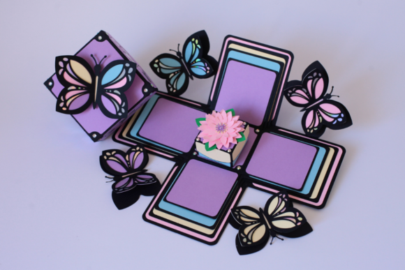 Butterfly Exploding Box 3D Template - Social Canvas