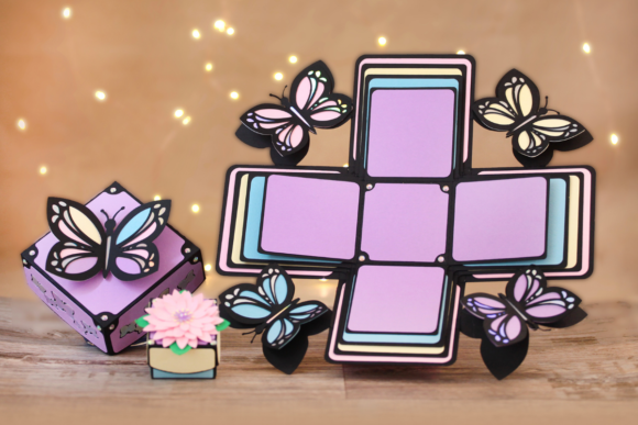 Butterfly Exploding Box 3D Template - Social Canvas
