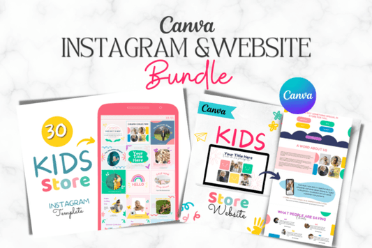 Kids Store Canva Website Template Bundle - Social Canvas