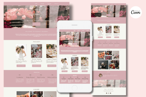 Pink Canva Website Template - Social Canvas