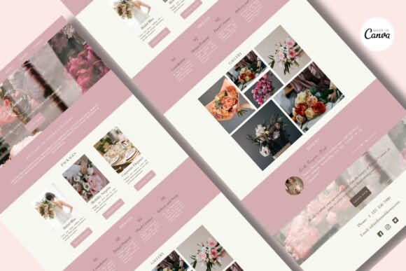 Pink Canva Website Template - Social Canvas