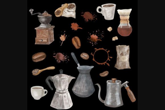 Watercolor Coffee Clipart Bundle – Cafe & Espresso Art PNGs (MRR) - Social Canvas