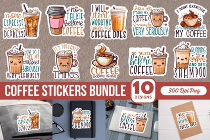 Coffee-Themed Printable Sticker Pack (MRR) - Social Canvas