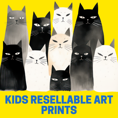 Kids Resellable Art Prints Bundle | 200 Digital Art Prints + Canva Guide + Product Listing Templates | MRR Digital Download