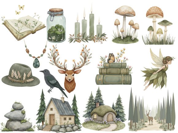 Cozy Magic Fairy Forest Witch Clipart - Social Canvas