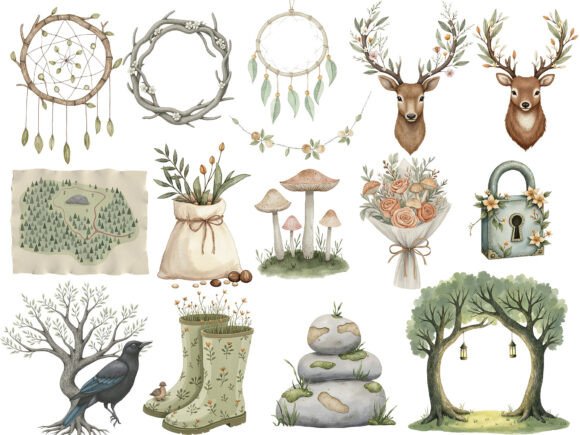 Cozy Magic Fairy Forest Witch Clipart - Social Canvas