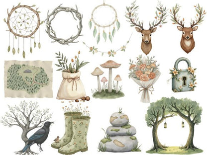 Cozy Magic Fairy Forest Witch Clipart - Social Canvas