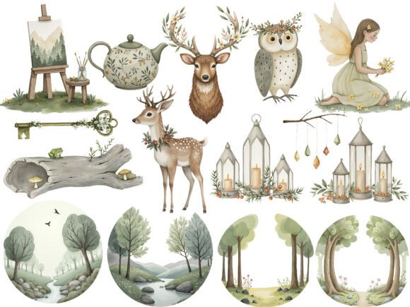 Cozy Magic Fairy Forest Witch Clipart - Social Canvas