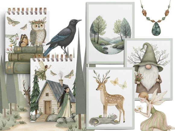 Cozy Magic Fairy Forest Witch Clipart - Social Canvas