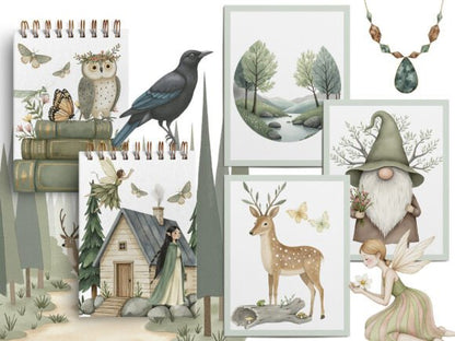 Cozy Magic Fairy Forest Witch Clipart - Social Canvas