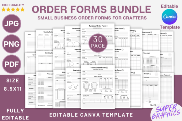 Crafter's Business Order Form Bundle – Printable Templates for Custom Orders & Tracking - Social Canvas