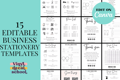Cricut Business Stationery Bundle – Editable Templates for Branding & Packaging - Social Canvas