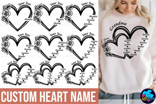 Heart Name SVG Pack – Personalized Cut Files for T-Shirts, Mugs & Gifts - Social Canvas