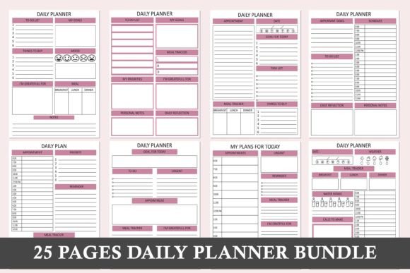 Daily Planner Printable – Minimalist PDF for Productivity & Time Management (MRR) - Social Canvas