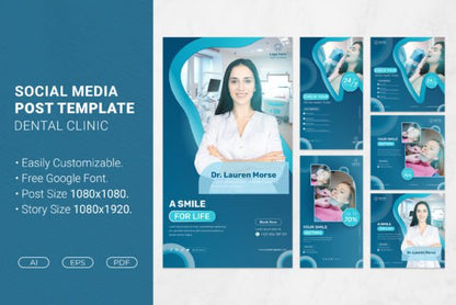 Dental Clinic Social Media Templates – Editable Canva Kit for Dentists & Orthodontists (MRR) - Social Canvas
