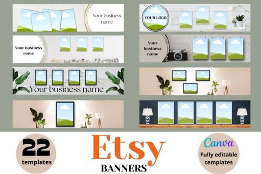 Etsy Banner Template – Editable Canva Design with Printable Shop Mockup (MRR) - Social Canvas