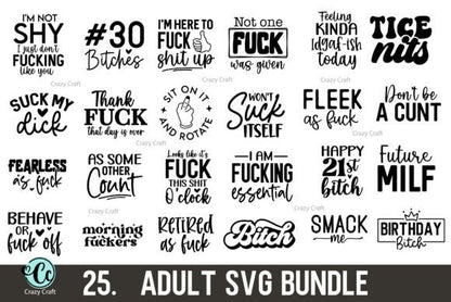 Funny Adult SVG Bundle – Sarcastic & Rude Quotes for Cricut & Silhouette (MRR) - Social Canvas