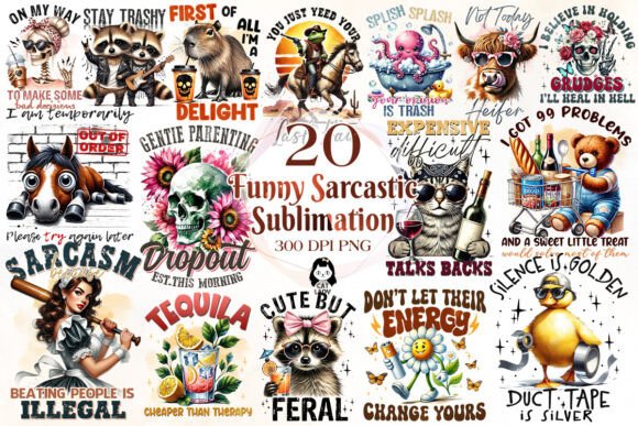 Funny Sarcastic Quotes Bundle – Sublimation PNGs for T-Shirts & Mugs (MRR) - Social Canvas