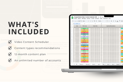 Video Content Calendar Template (Google Sheets)