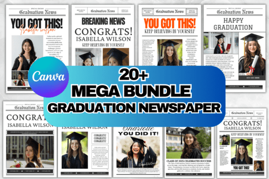Class of 2025 Graduation Newspaper Template Bundle (MRR) - Social Canvas