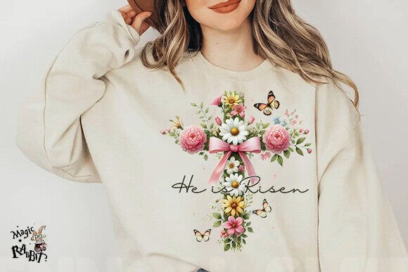 Watercolor He Is Risen Easter Clipart (PNG) (MRR) - Social Canvas